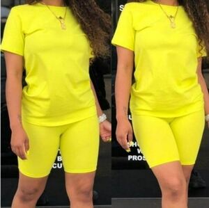 New YELLOW two piece SHORT SET PLUS SIZE 3XL